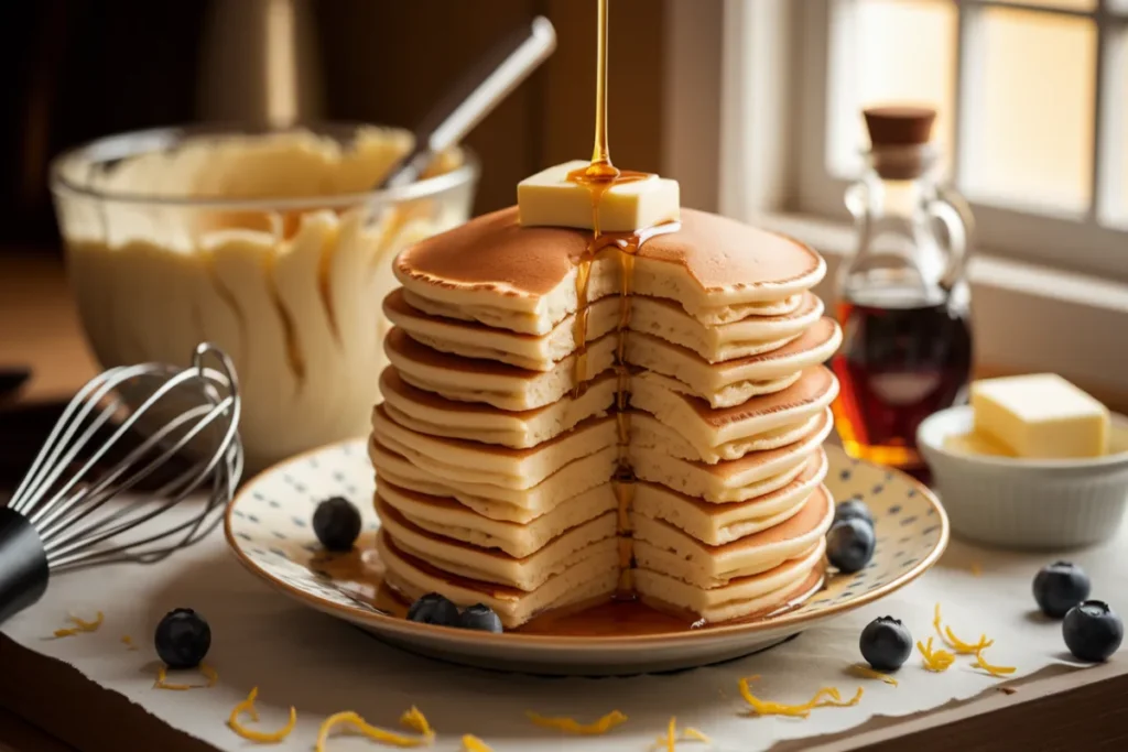 Adding butter to pancake mix